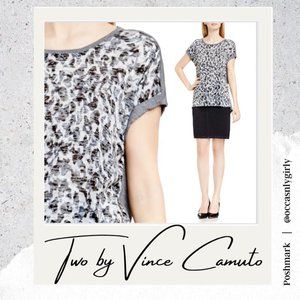 Two Vince Camuto Art Animal Print Mixed Media Tee
